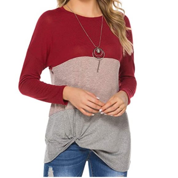 Sweaters - NWT Knot Front Colorblock Scoop Neck Sweater Top